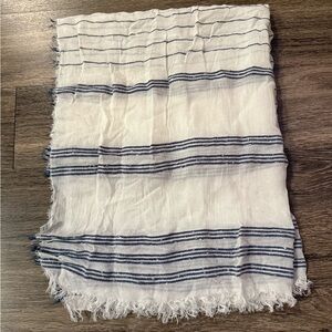 Striped White and Blue Scarf